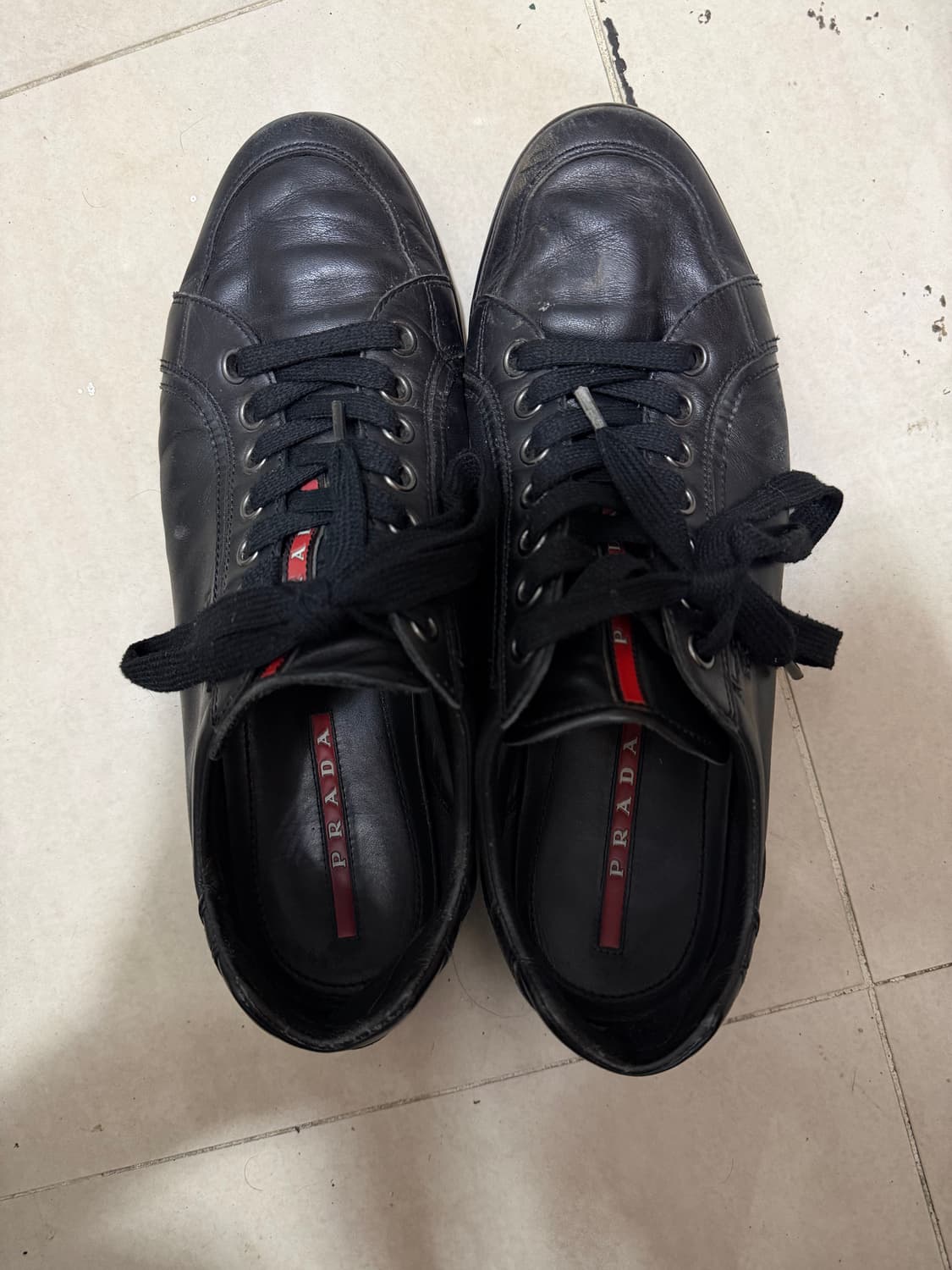 [44] 프라다 스포츠 로고 블랙 레더 스니커즈 상품이미지4
