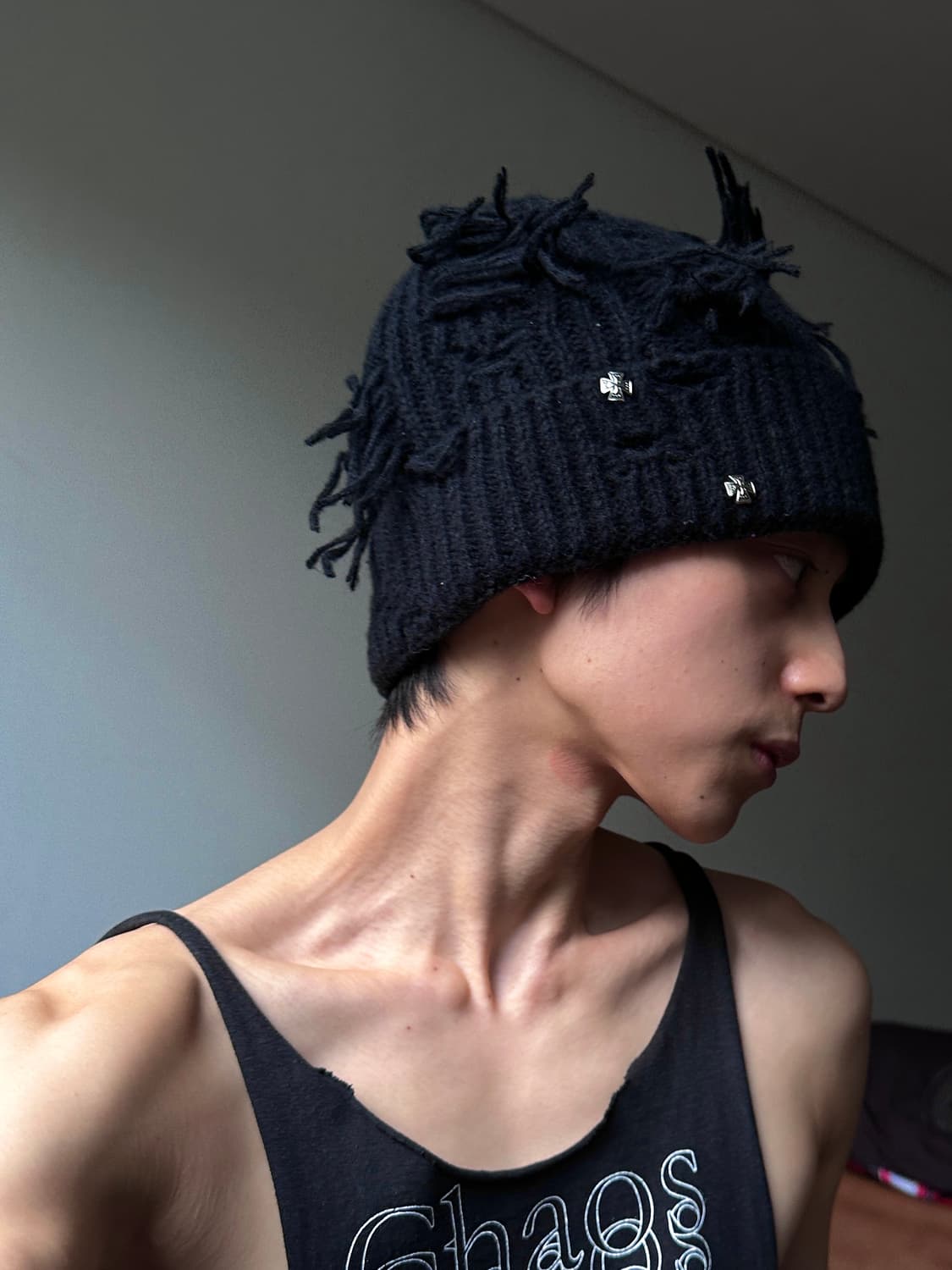 비즈 그런지 비니 Black 상품이미지3