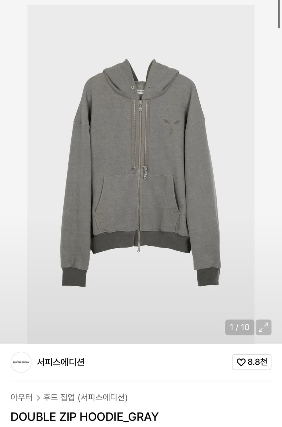 서피스에디션 더블집 후디 그레이 L 상품이미지1