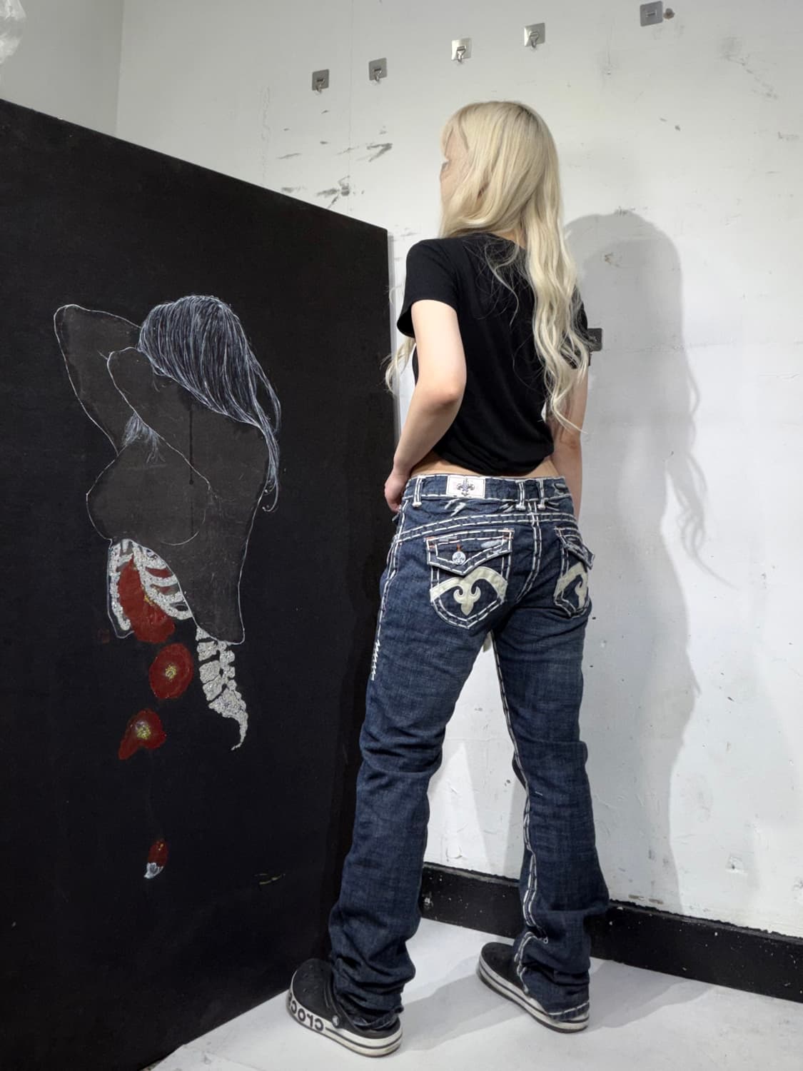 라구나비치 데드스탁 핸드메이드 부츠컷 데님 팬츠 갸루 청바지 32 상품이미지3