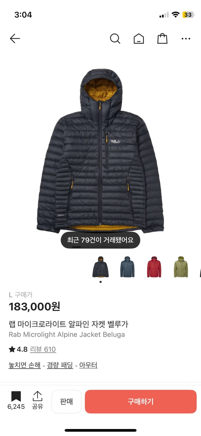 랩 마이크로라이트 알파인 자켓 벨루가 상품이미지1