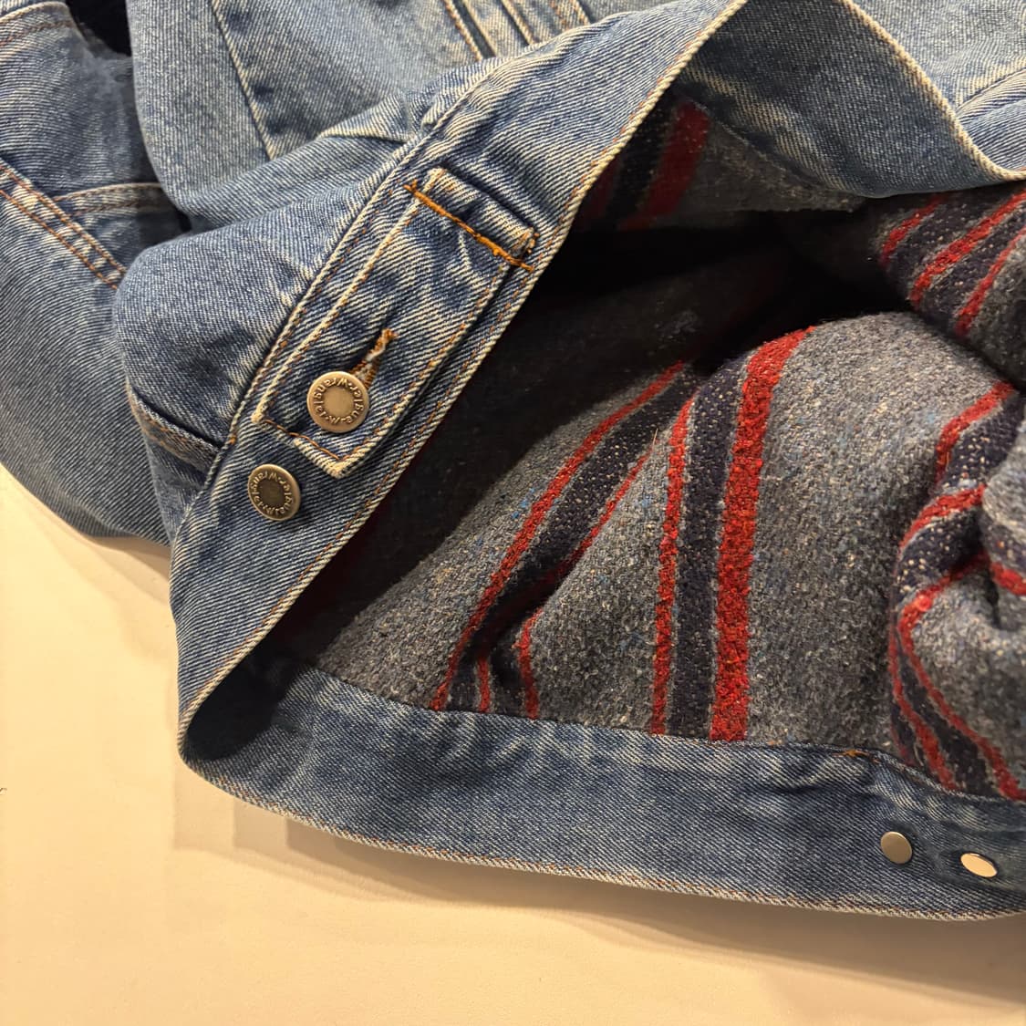 [M] 90s 랭글러 히어로 청자켓 데님 자켓 코듀로이 카라 D147 상품이미지7