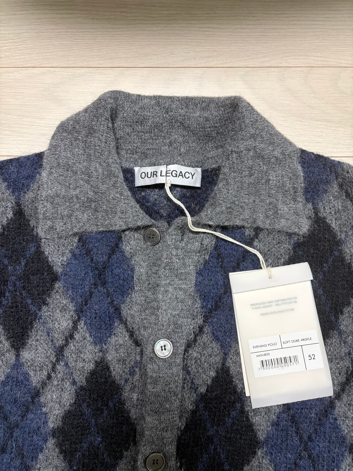 아워레가시 아가일 가디건 52사이즈 새상품 상품이미지2