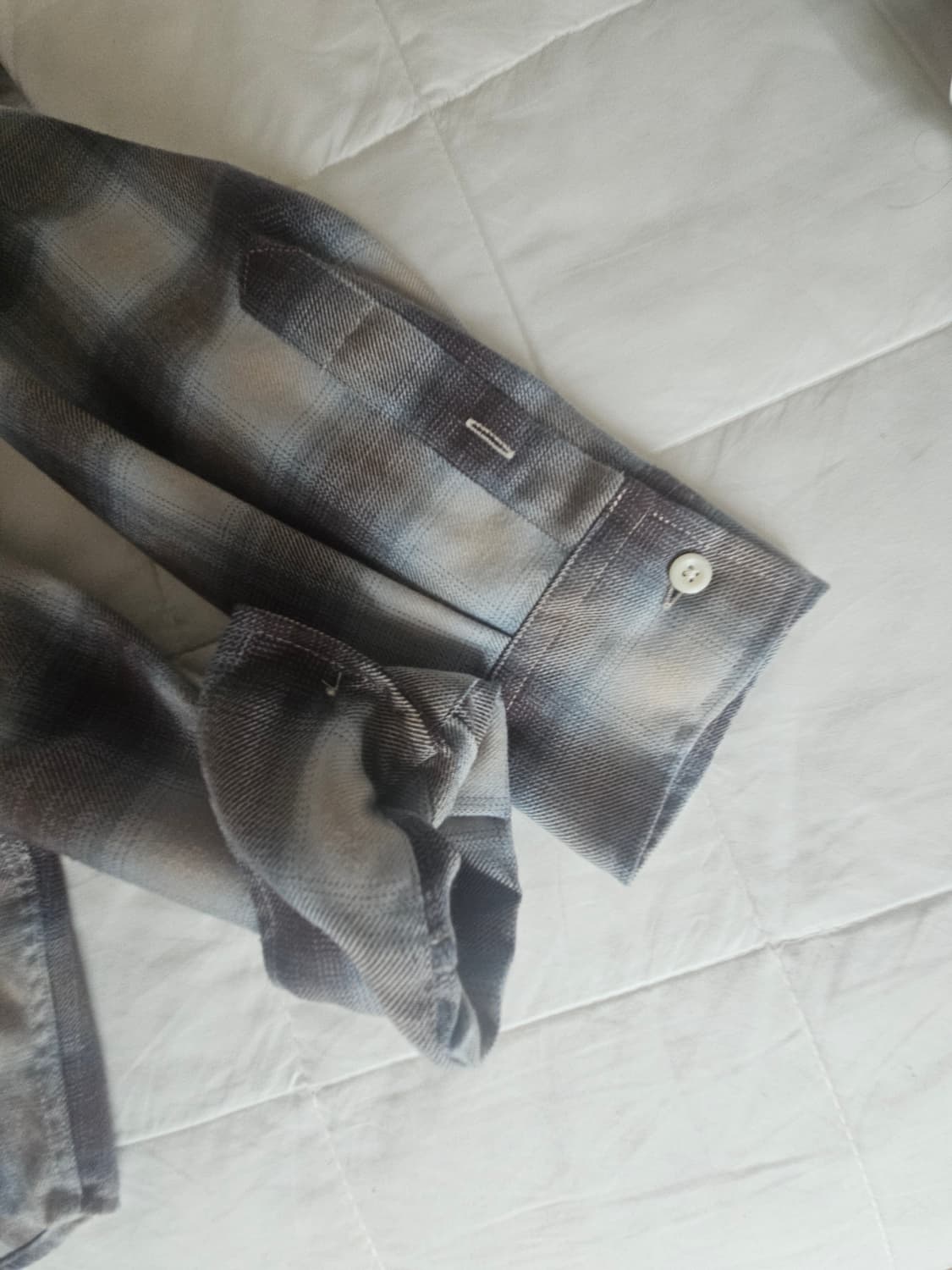 파브레가 옴브레 체크 셔츠 베이지 상품이미지6