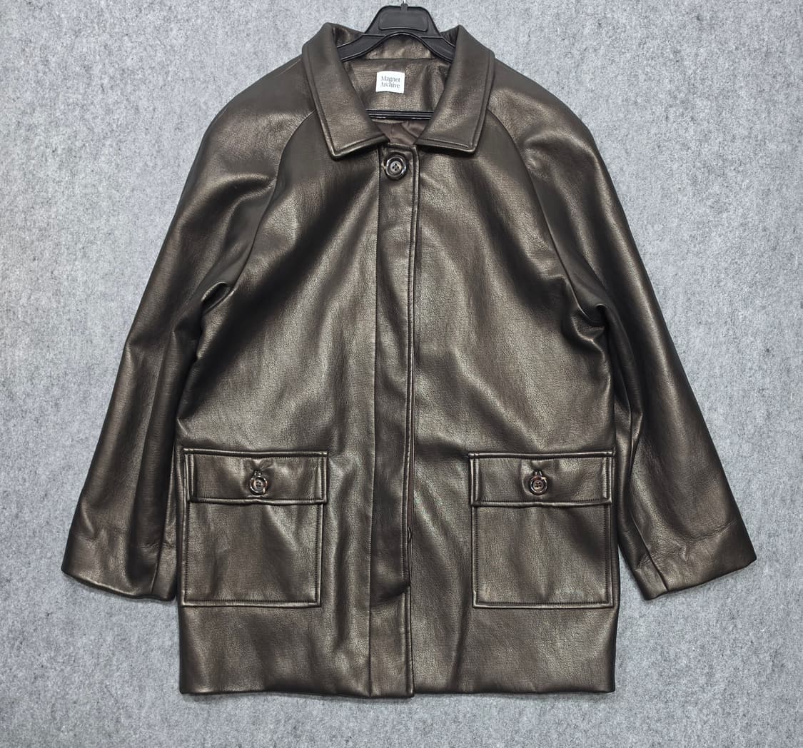 마그넷 아카이브 오버핏 미니멀무드 비건 레더 자켓 가죽 자켓 브라운 상품이미지1