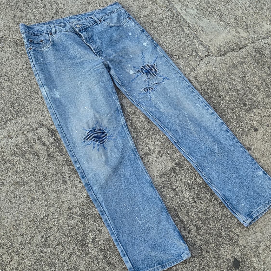 S.O/ 리페어, 자수 커스텀 데님팬츠 상품이미지1