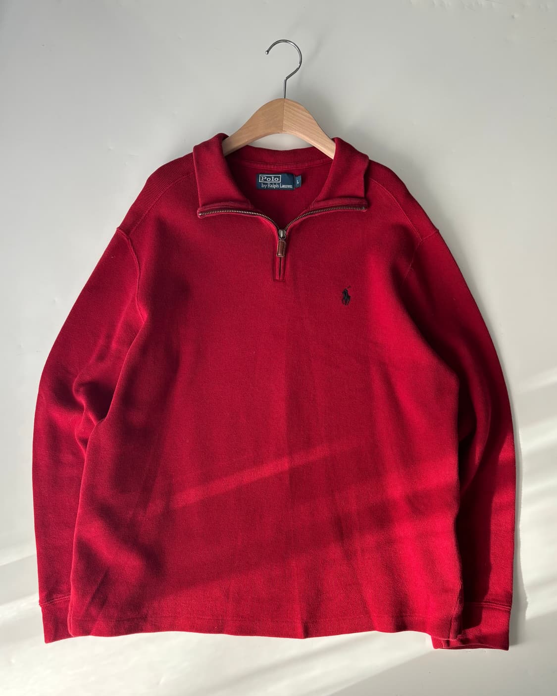 Polo 폴로 랄프로렌 코튼 레드컬러 하프집업 니트 상품이미지3