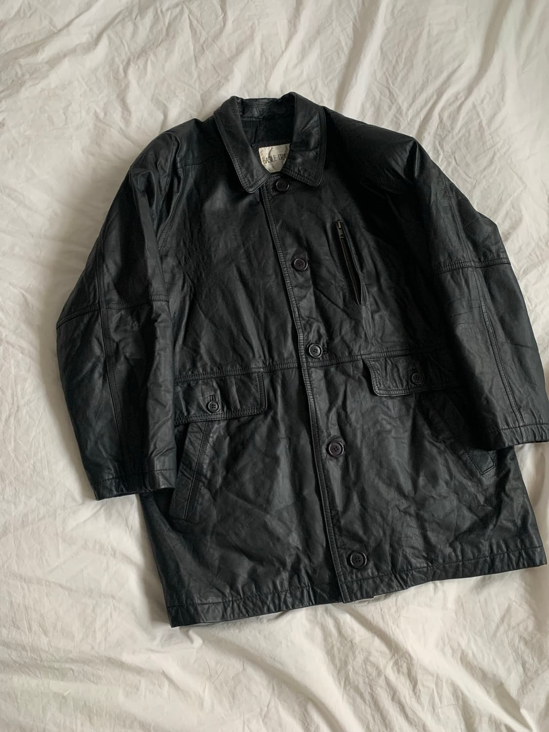 블랙 레더 코트 상품이미지2