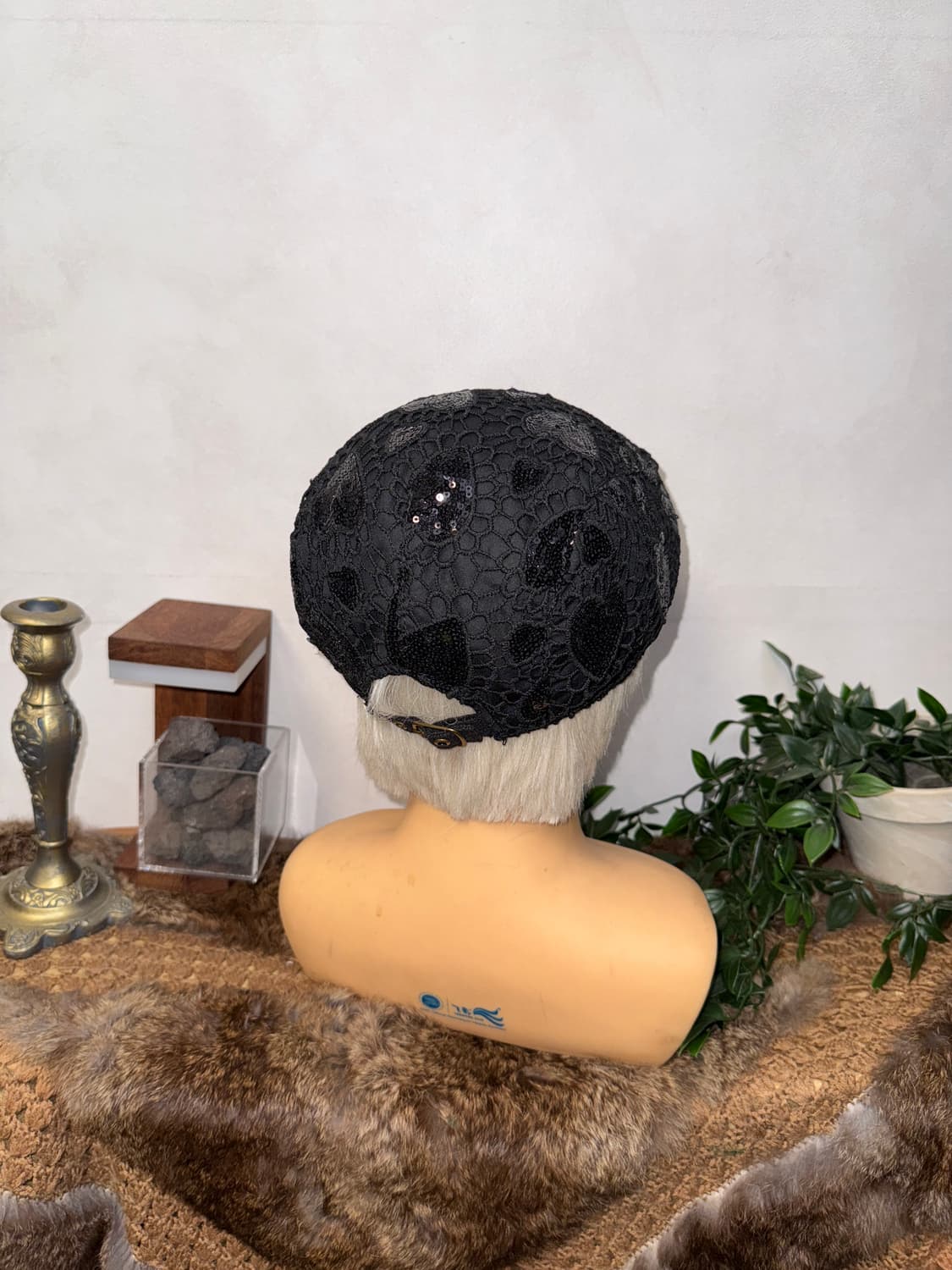 Black spangled heart lace hunting cap 상품이미지3
