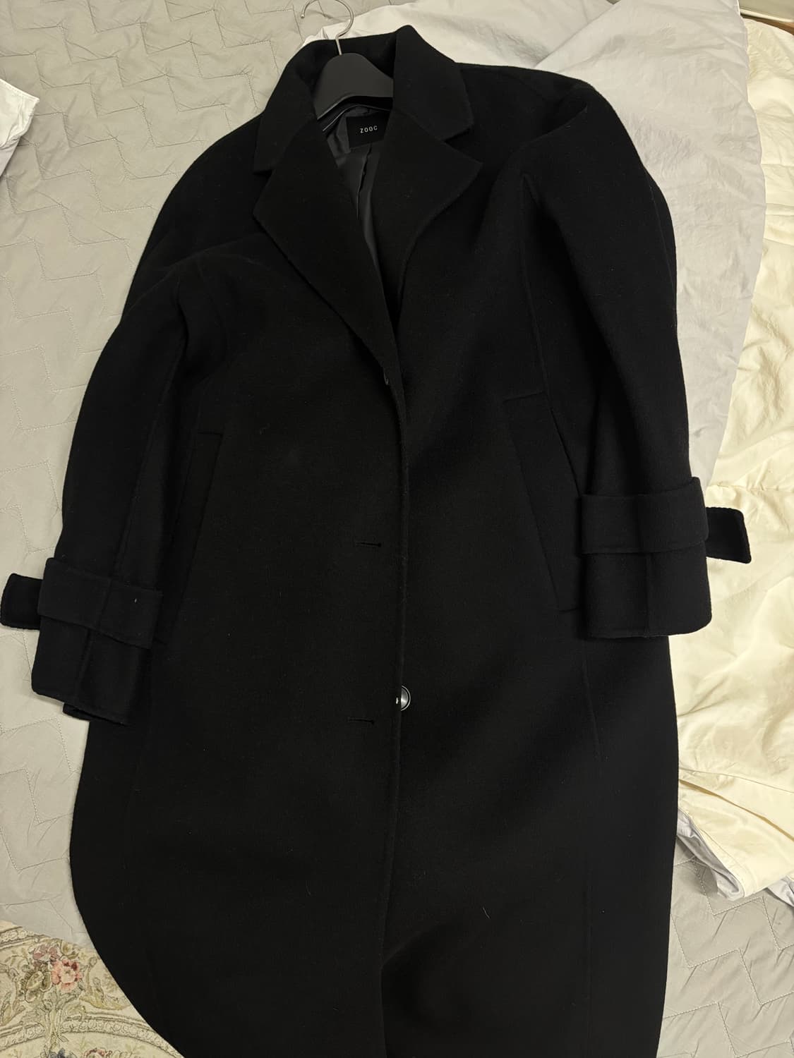 zooc 여성 핸드메이드 블랙 롱코트 울코트 울 캐시미어 55 상품이미지1