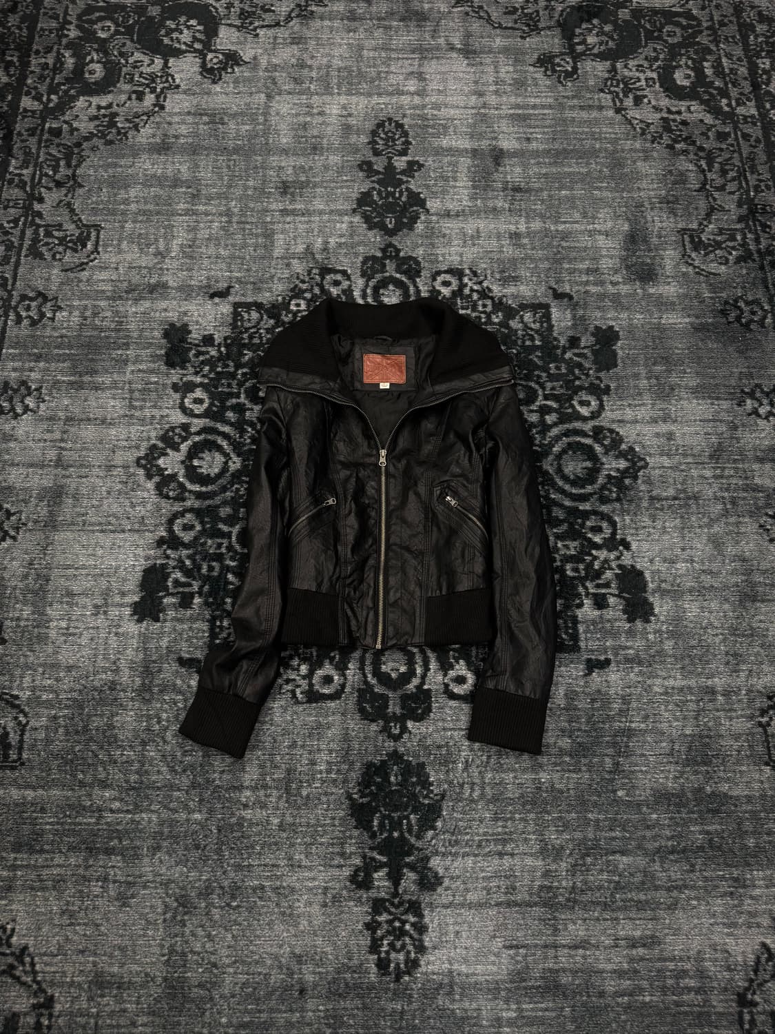 Miss london high neck faux leather jacke 상품이미지1