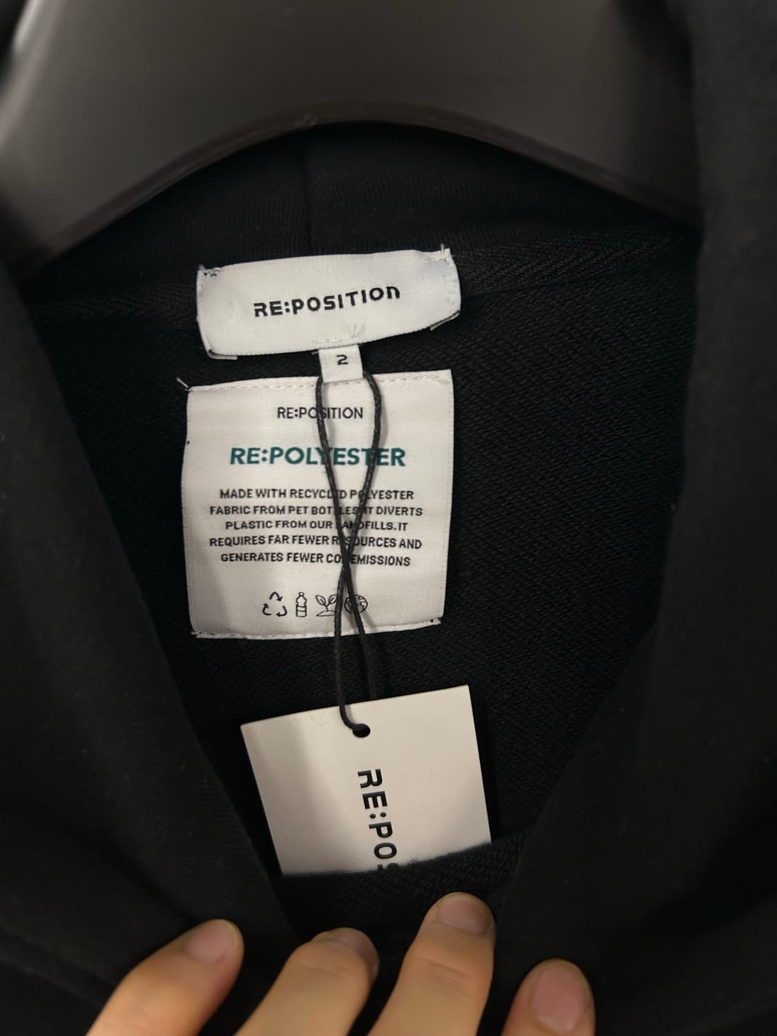 RE:POSITION 블랙 후드티 상품이미지6