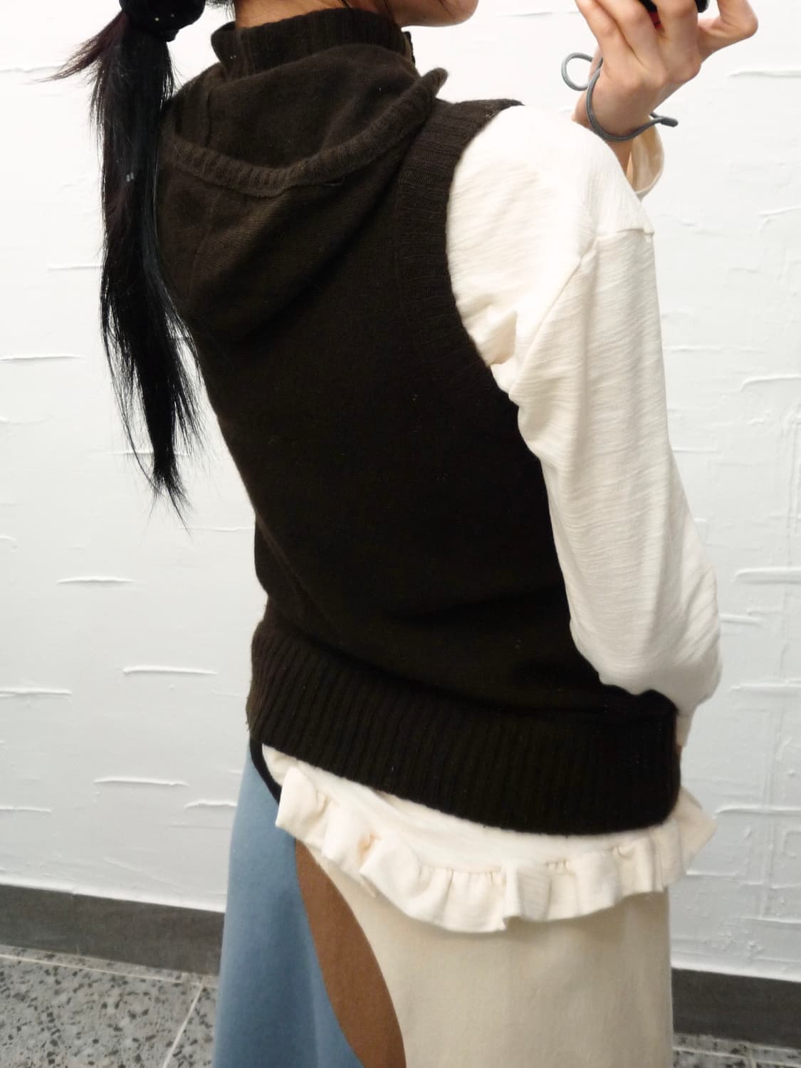 Mocha hoodie knit vest 상품이미지4