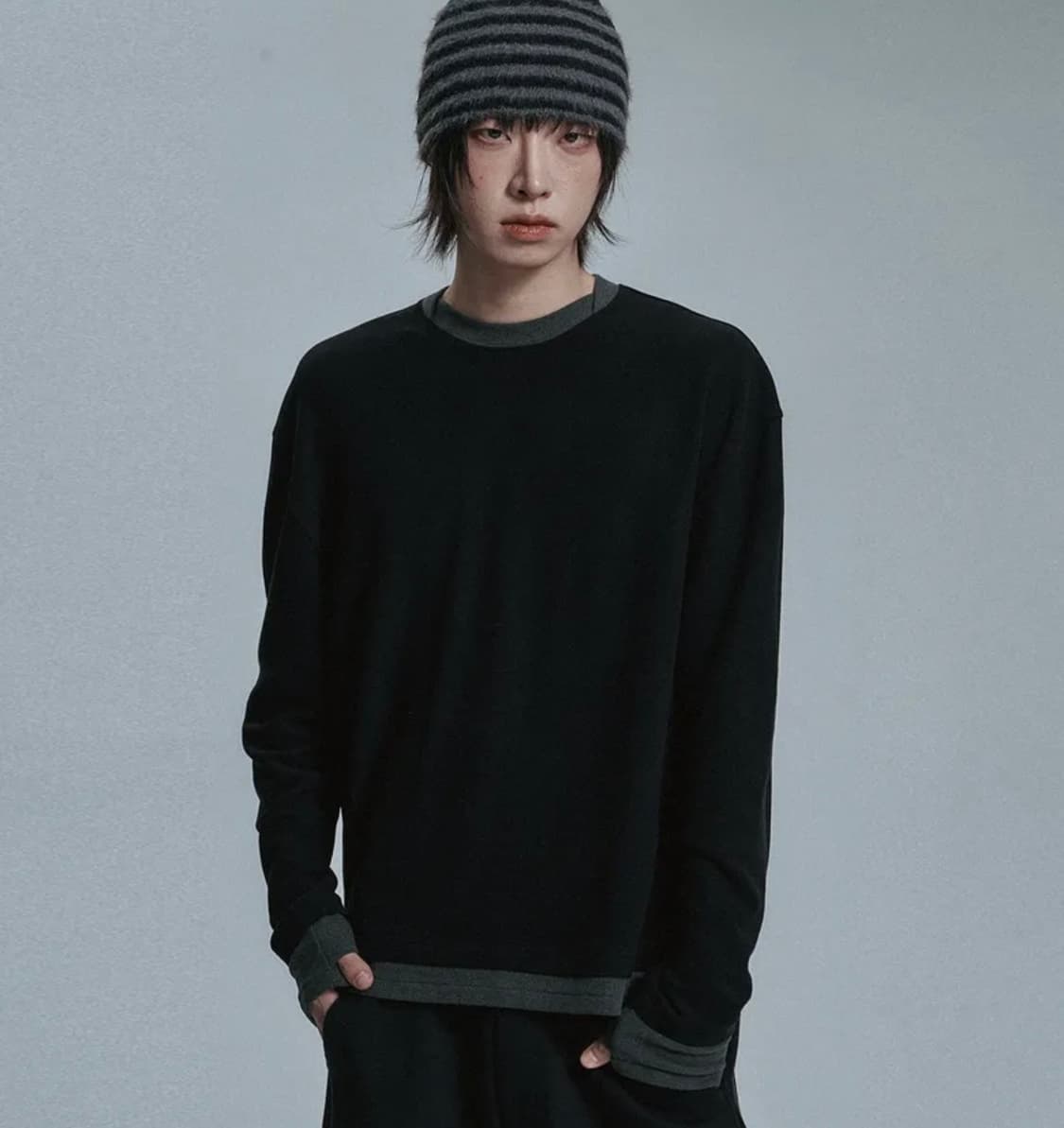 엠오오 소프트 레이어드 롱슬리브 - 블랙 상품이미지1