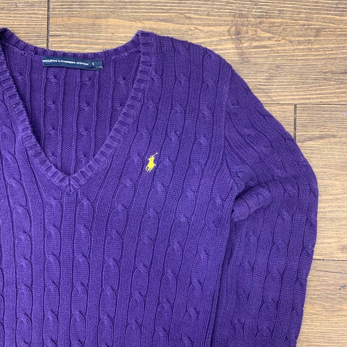 폴로 랄프로렌 V넥 꽈배기 니트 S 상품이미지4