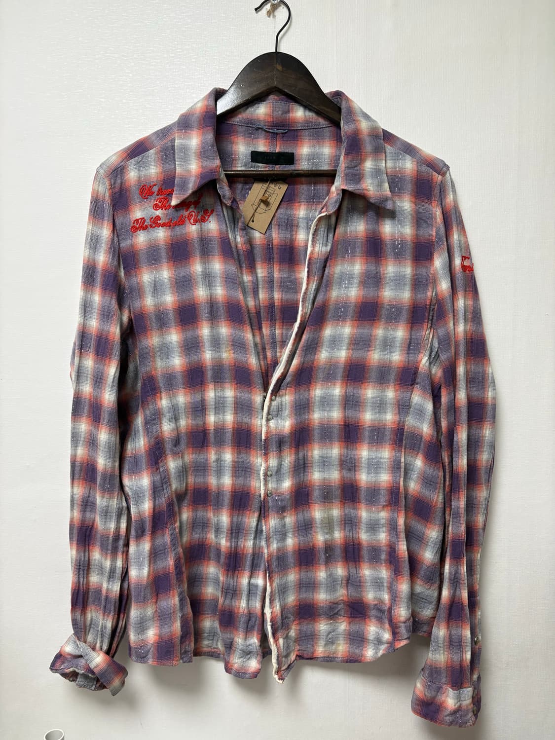 jpn vintage Grunge Check Shirt 상품이미지4