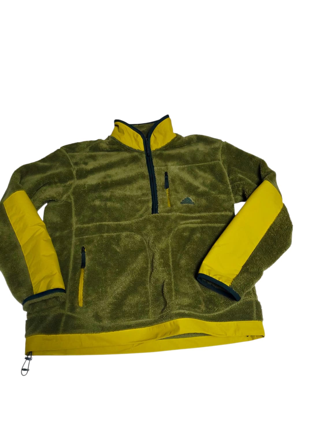 [아디다스] 고프코어 카키 머스타드 배색 후리스 반집업 아노락 실측105 상품이미지1