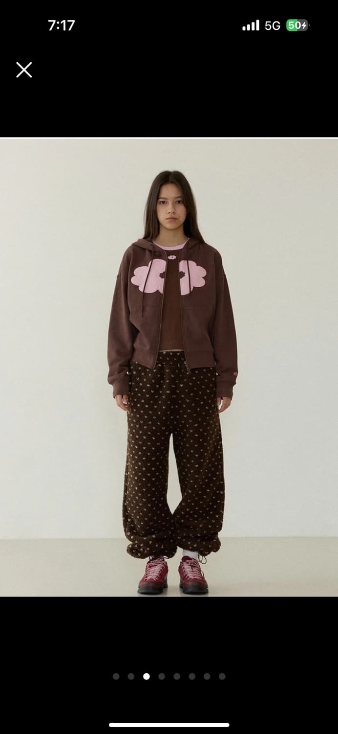 (새상품) 데이지신드롬 플로랄 후드집업 브라운 1 상품이미지3