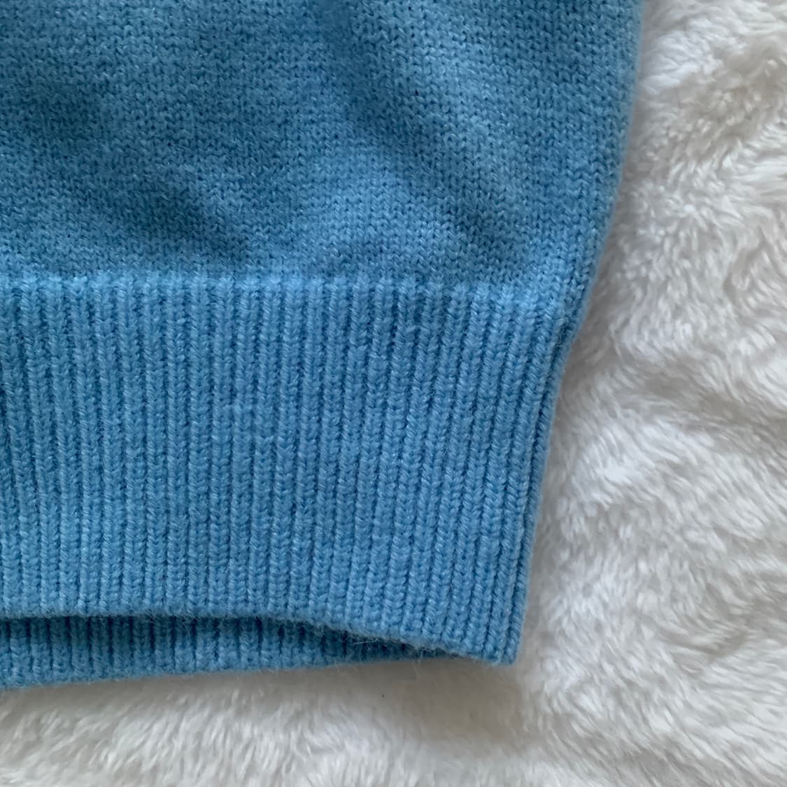 스카이블루 세미크롭 퍼프소매 반팔니트 상품이미지7