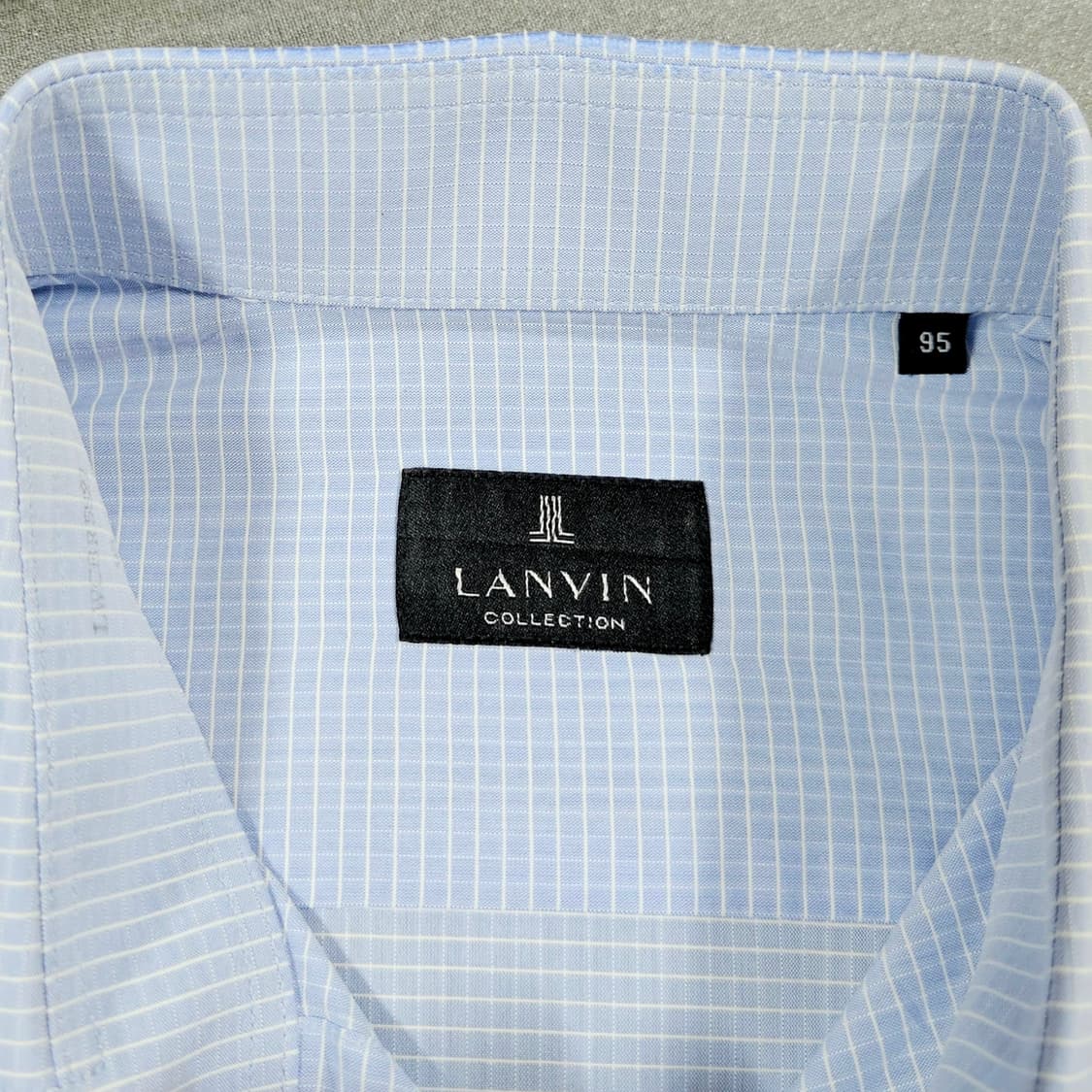 95 랑방 컬렉션 스카이블루 체크 드레스 셔츠 상품이미지5