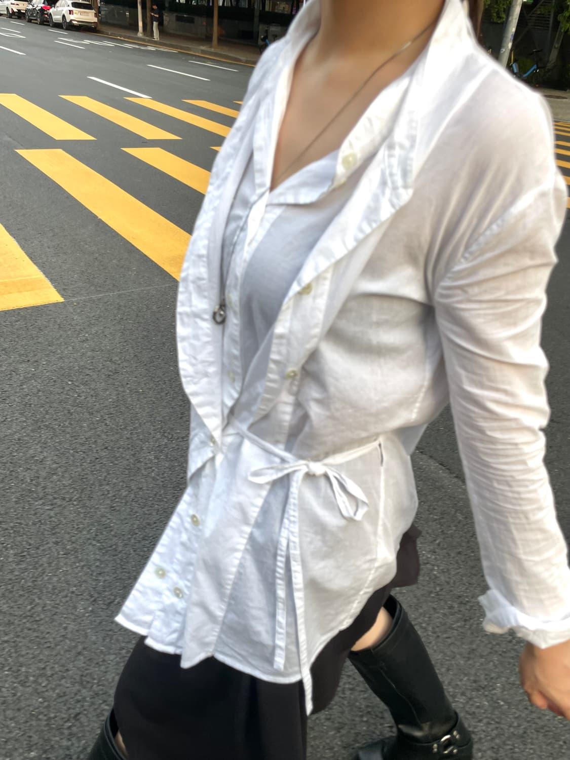 앤 드뮐미스터 더블 레이어드 커브드 셔츠 상품이미지1