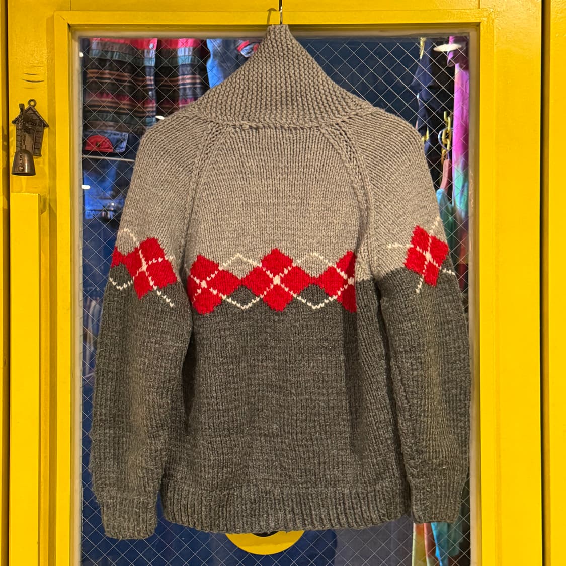 vintage 빈티지 아가일 배색 니트 집업 상품이미지6