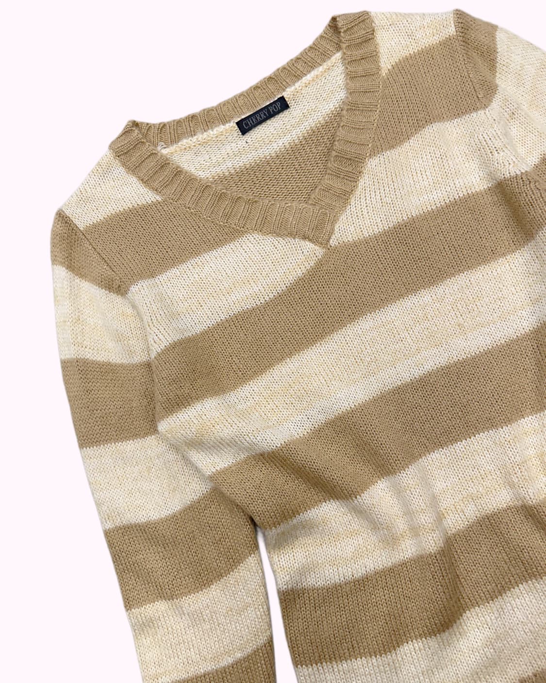 beige stripe v-neck knit 상품이미지3