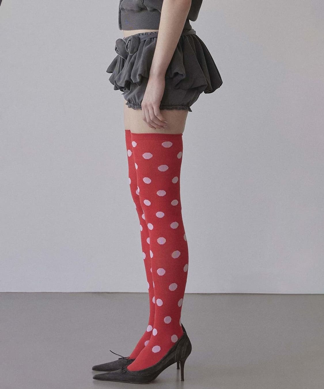 워시드 로즈 블루머 스커트팬츠 차콜 상품이미지4