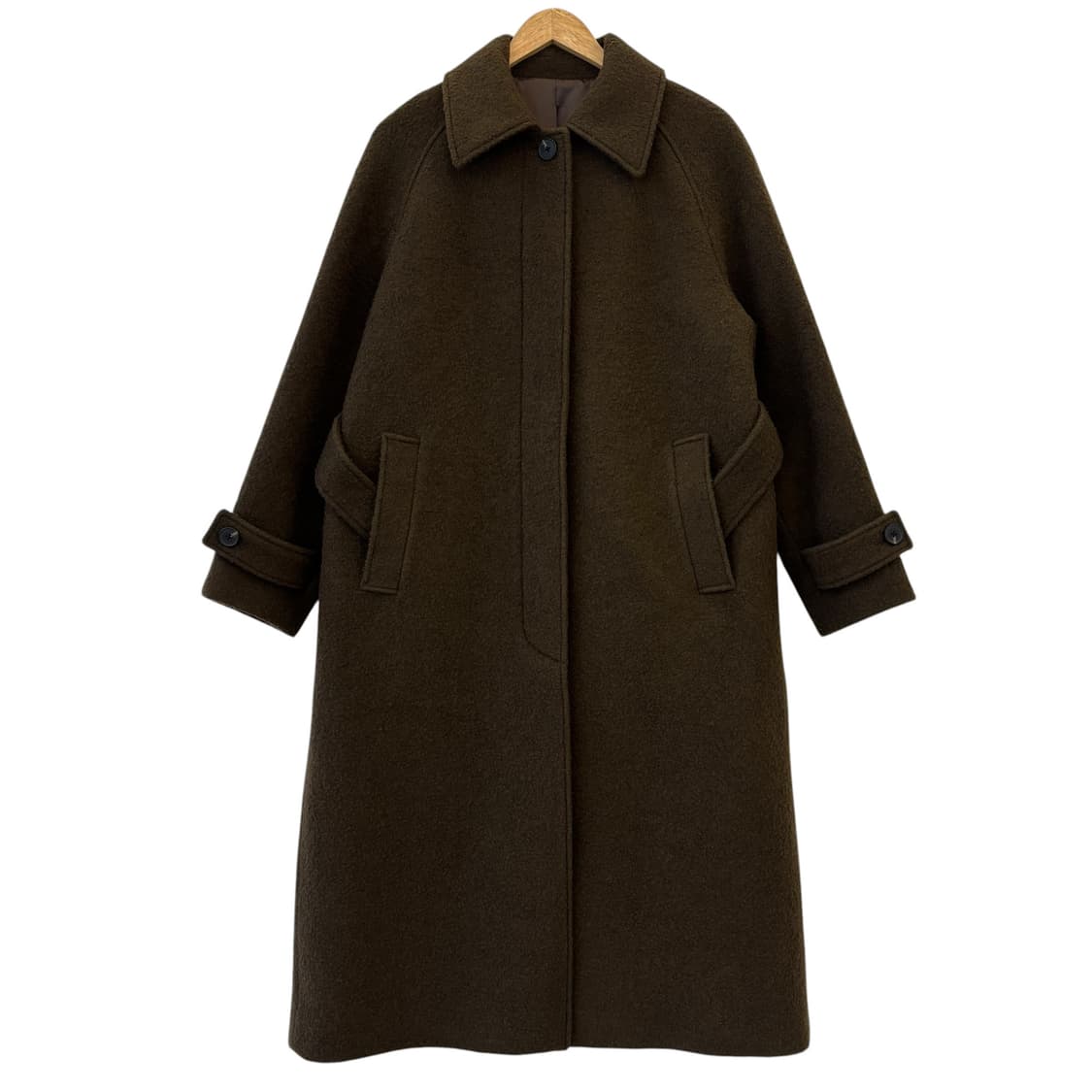 무텐다드 울 블렌드 부클 발마칸 로브 코트 브라운 상품이미지1