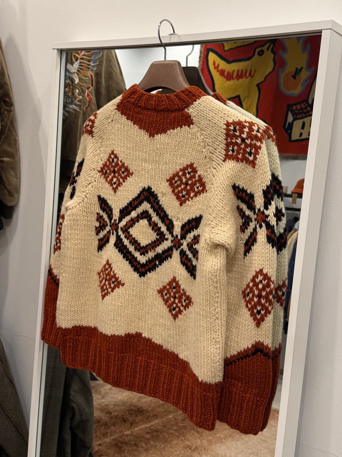 70-80s Vtg 빈티지 헤비울 코위찬 니트 집업 상품이미지5