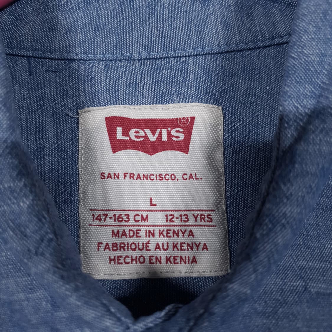 여성 M (55) 리바이스 키즈 포플린 데님 반팔 하프 셔츠 남방 상품이미지5