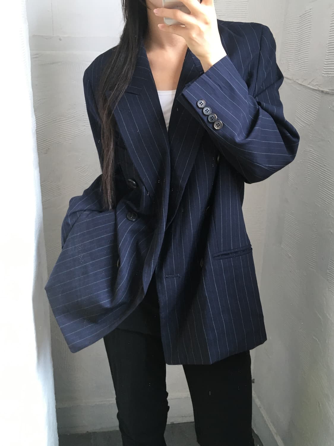 Burberry 버버리 네이비 스트라이프 더블 블레이저 상품이미지1