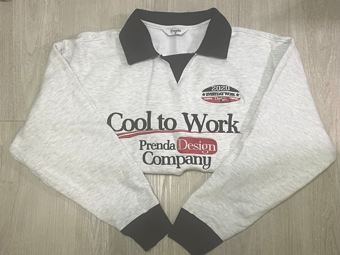 프렌다 기모 맨투맨 COMBINATION COOL TO WORK 그레이 상품이미지3