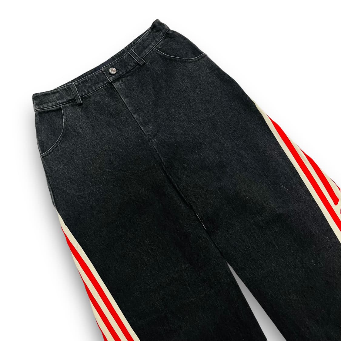 위어드 마켓 삼선 로고 y2k 와이드 힙합 흑청 세트 상품이미지6