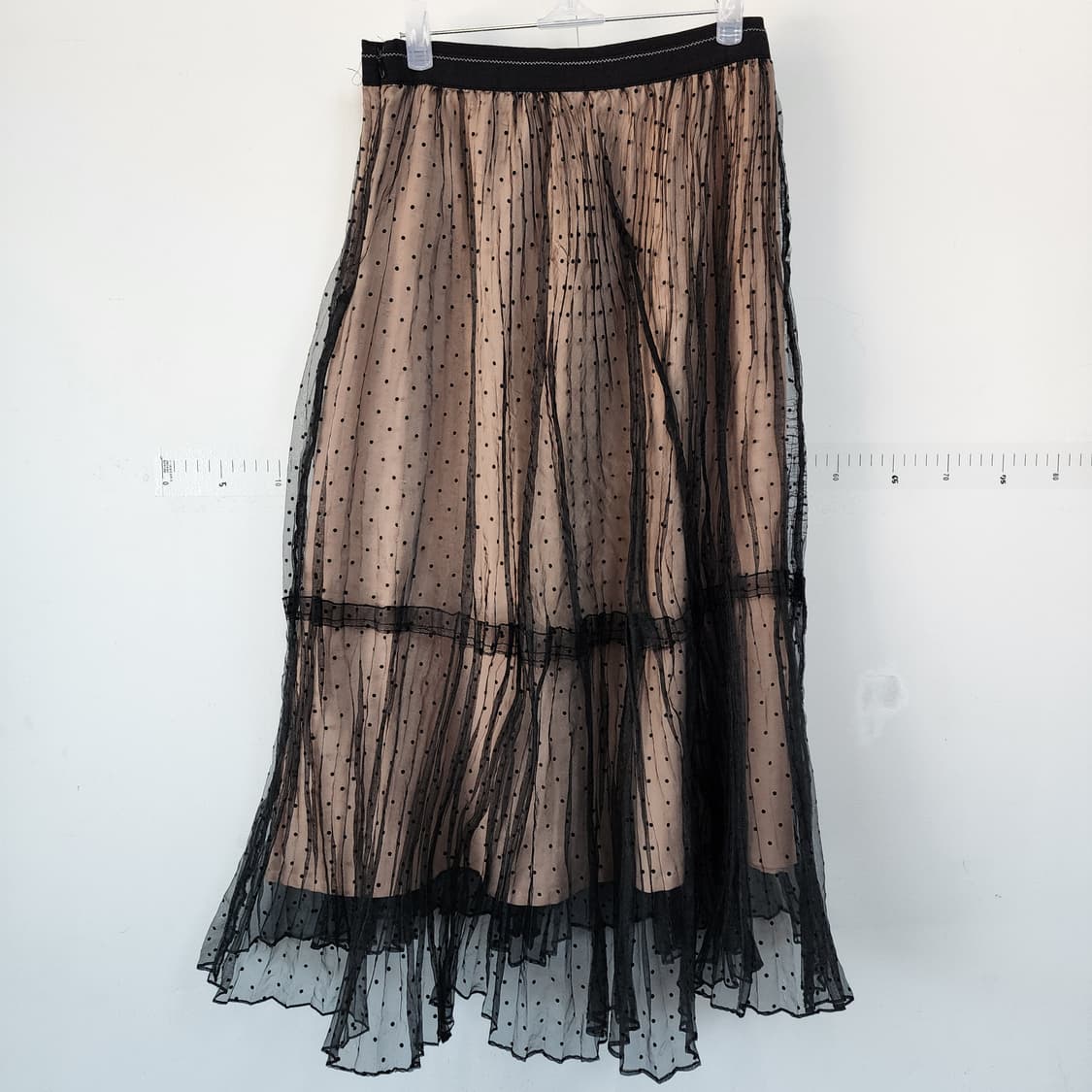 듀엘 블랙 땡땡이 캉캉 롱 스커트 상품이미지1