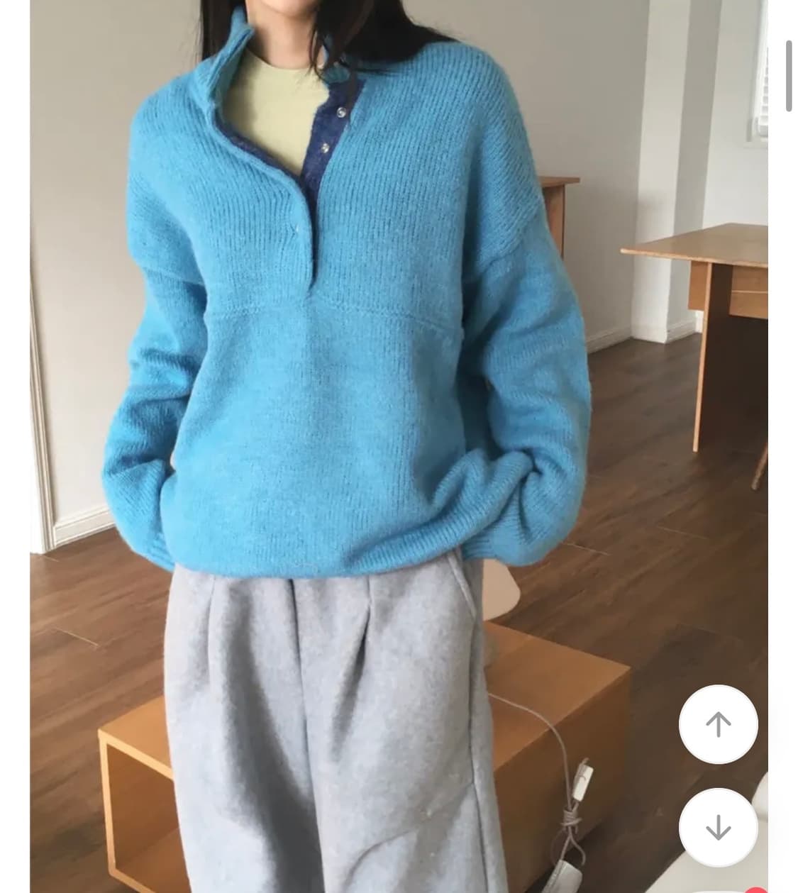 코틱 보카시 배색 하프 스냅 버튼 니트 상품이미지3