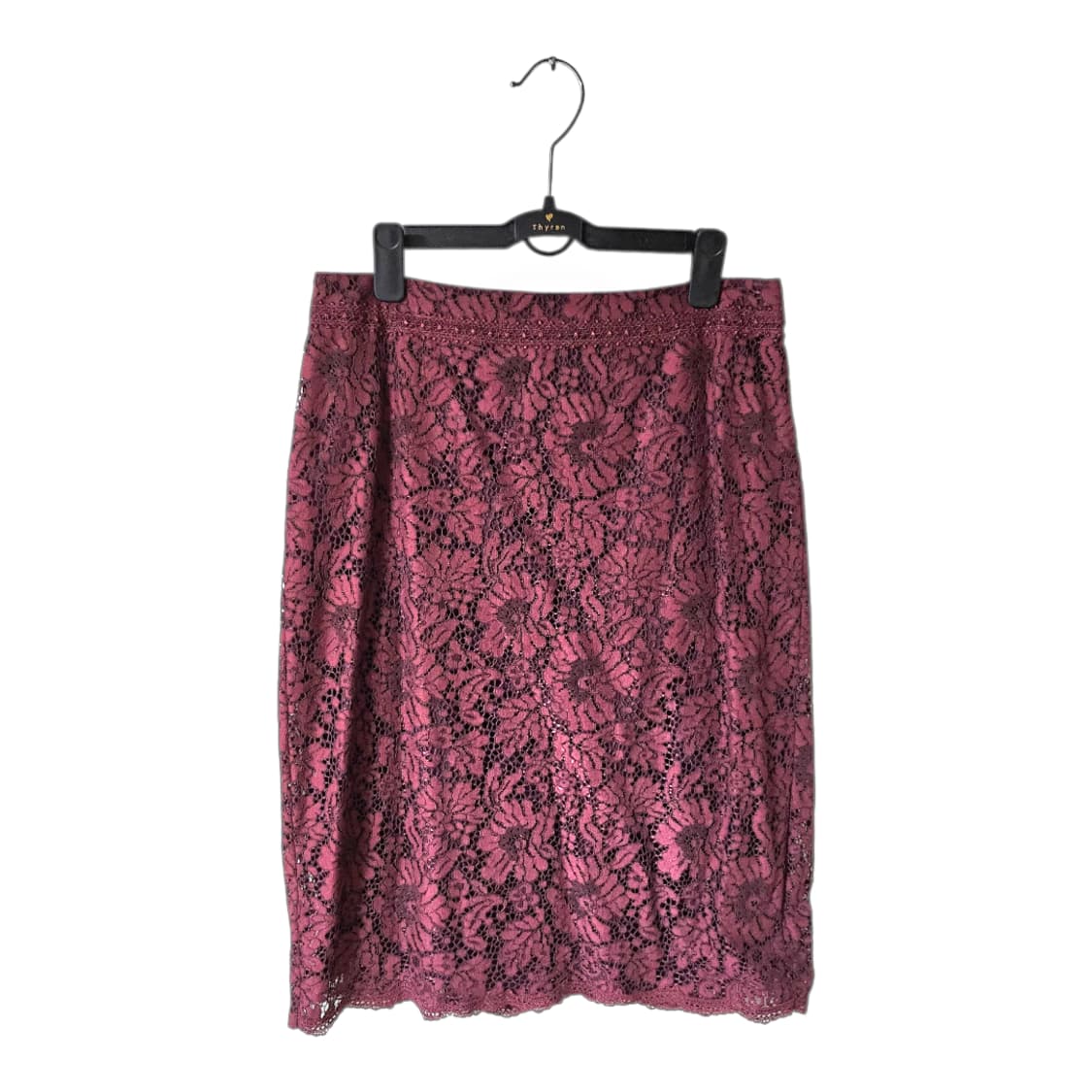 쉬즈미스 레이스 버건디 H라인 미디 스커트 66 | 상태A 상품이미지2