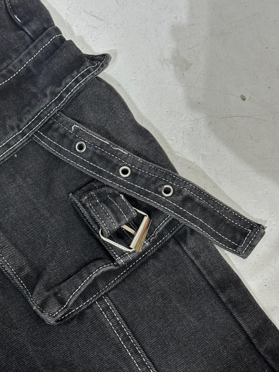 Poem 빈티지 흑청 멀티 포켓 유틸리티 와이드 카고 데님 팬츠 L 상품이미지6