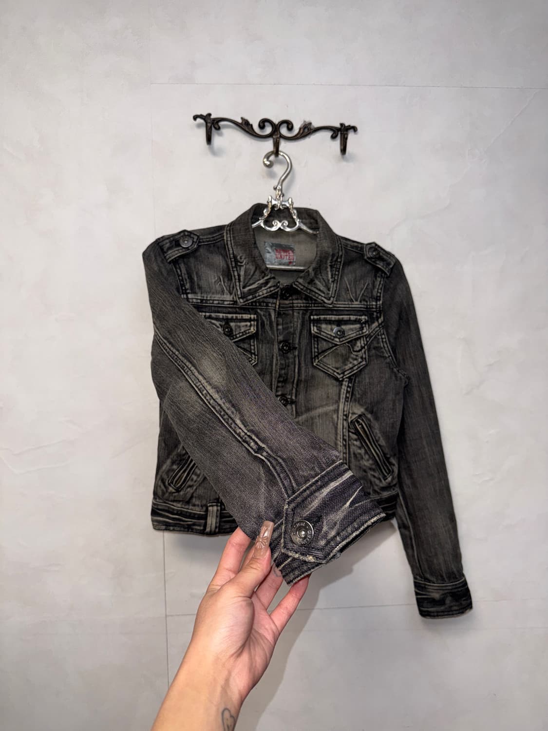 Washing black denim pocket detail jk  상품이미지2