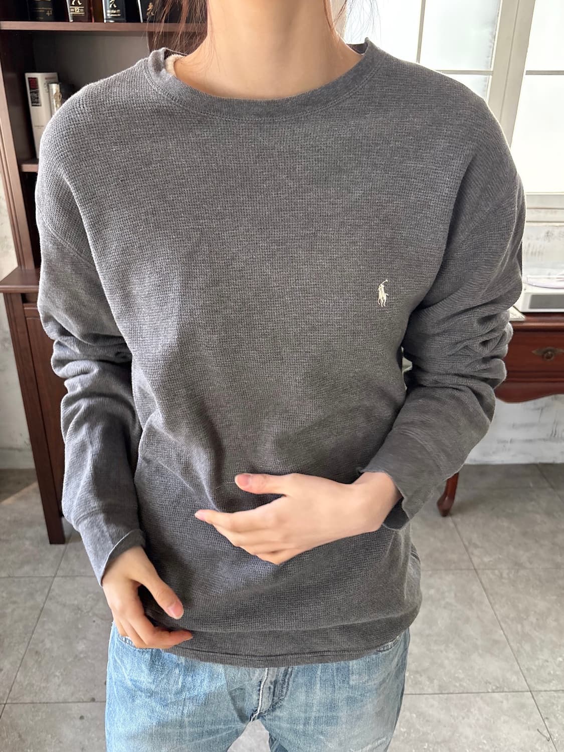 폴로 와플 롱슬리브 그레이 상품이미지1