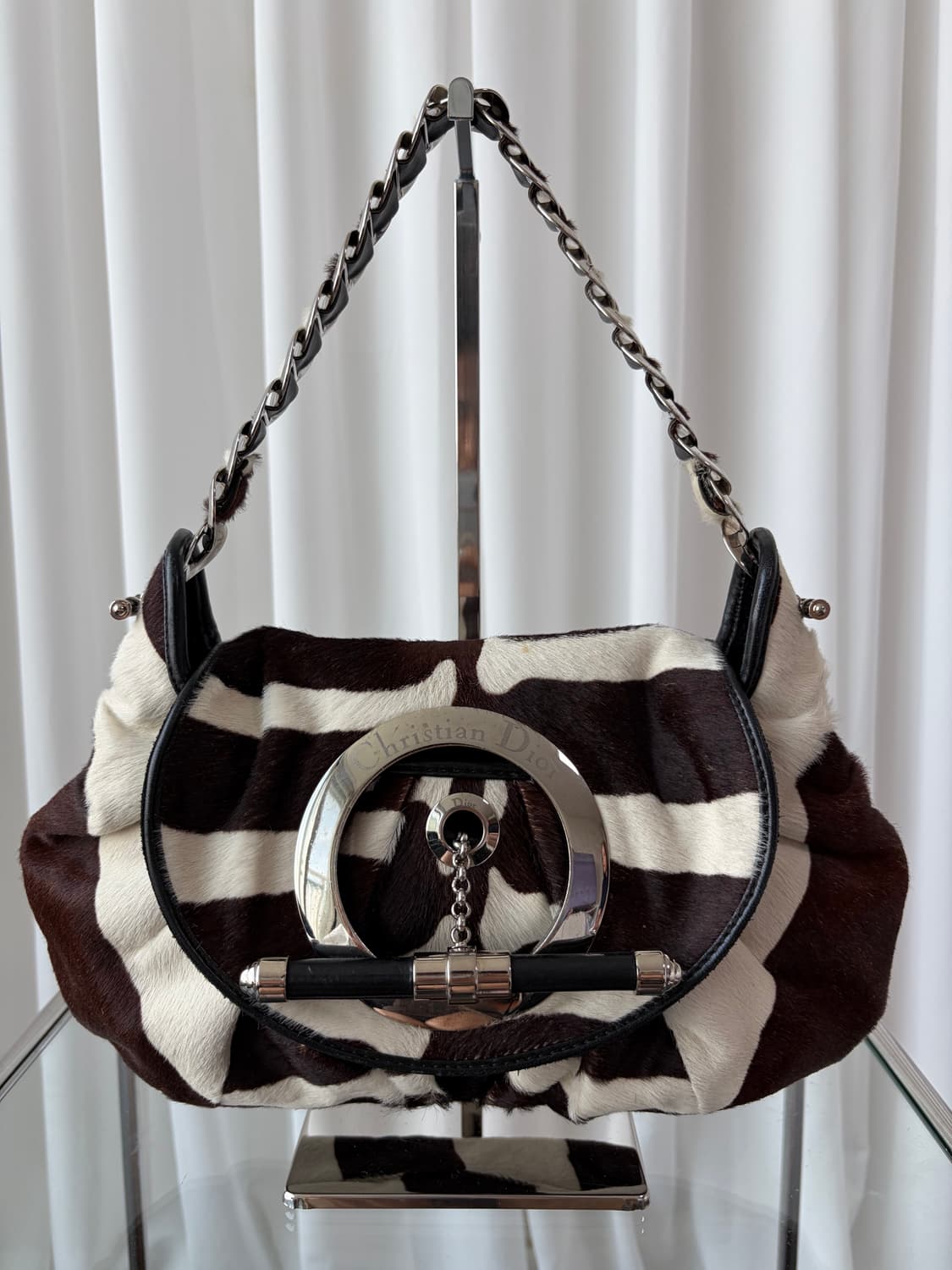 Rare 디올 S/S 2008 재즈 클럽 포니헤어 지브라 숄더백 상품이미지4