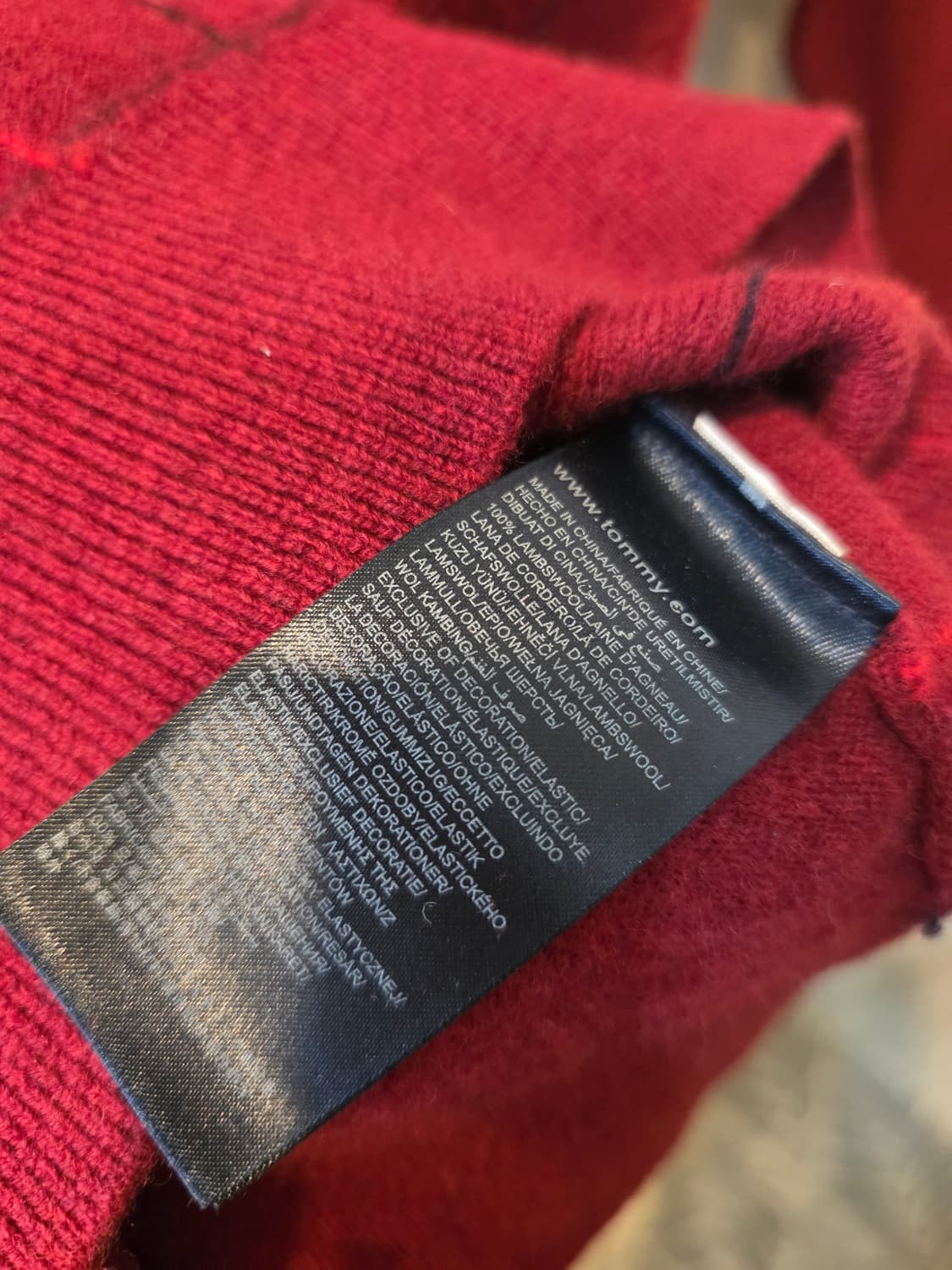 타미힐피거 레드 체크 니트 상품이미지5