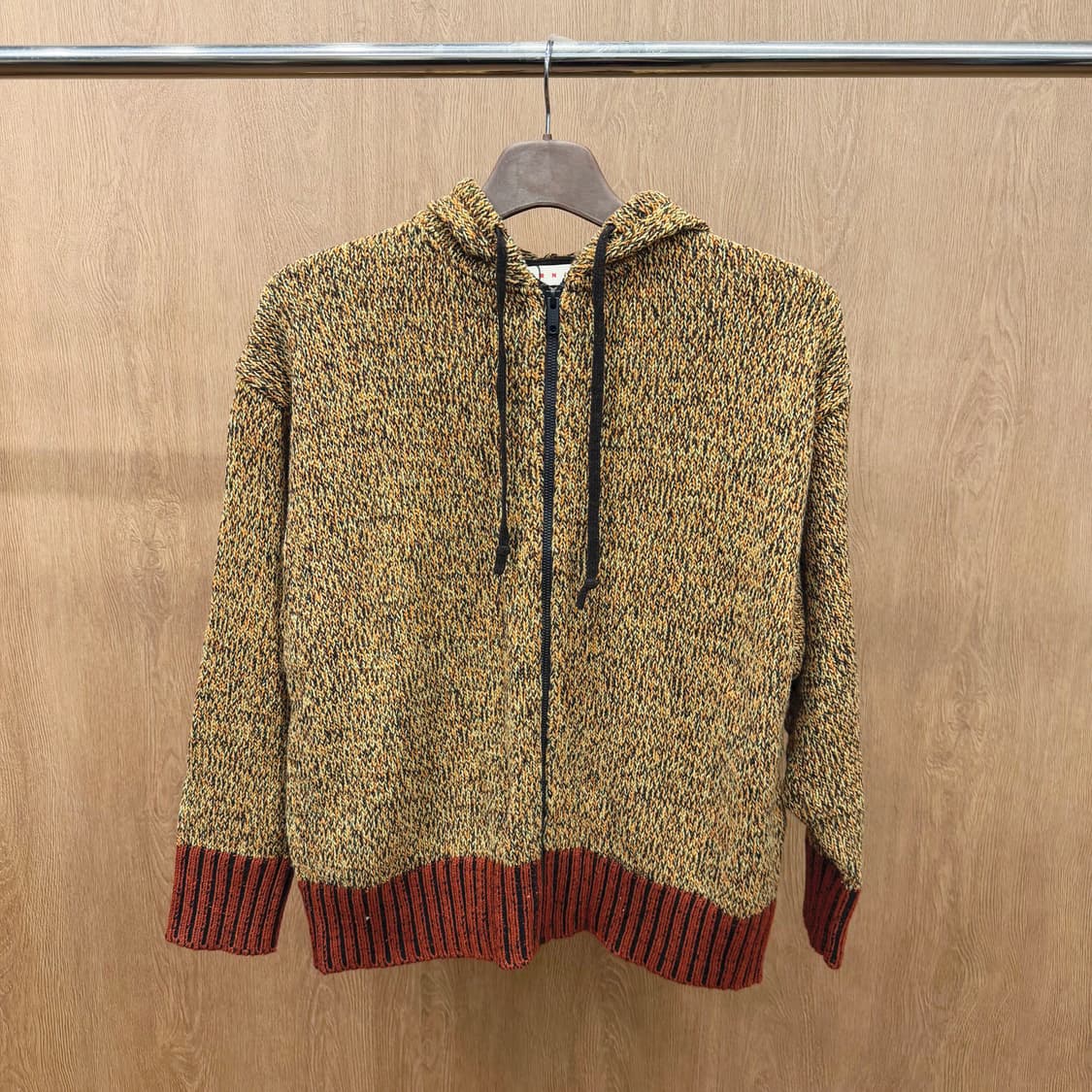 마르니 유니클로 후드 니트 집업 가디건 믹스 컬러 디테일 레귤러핏 옐로우 상품이미지2