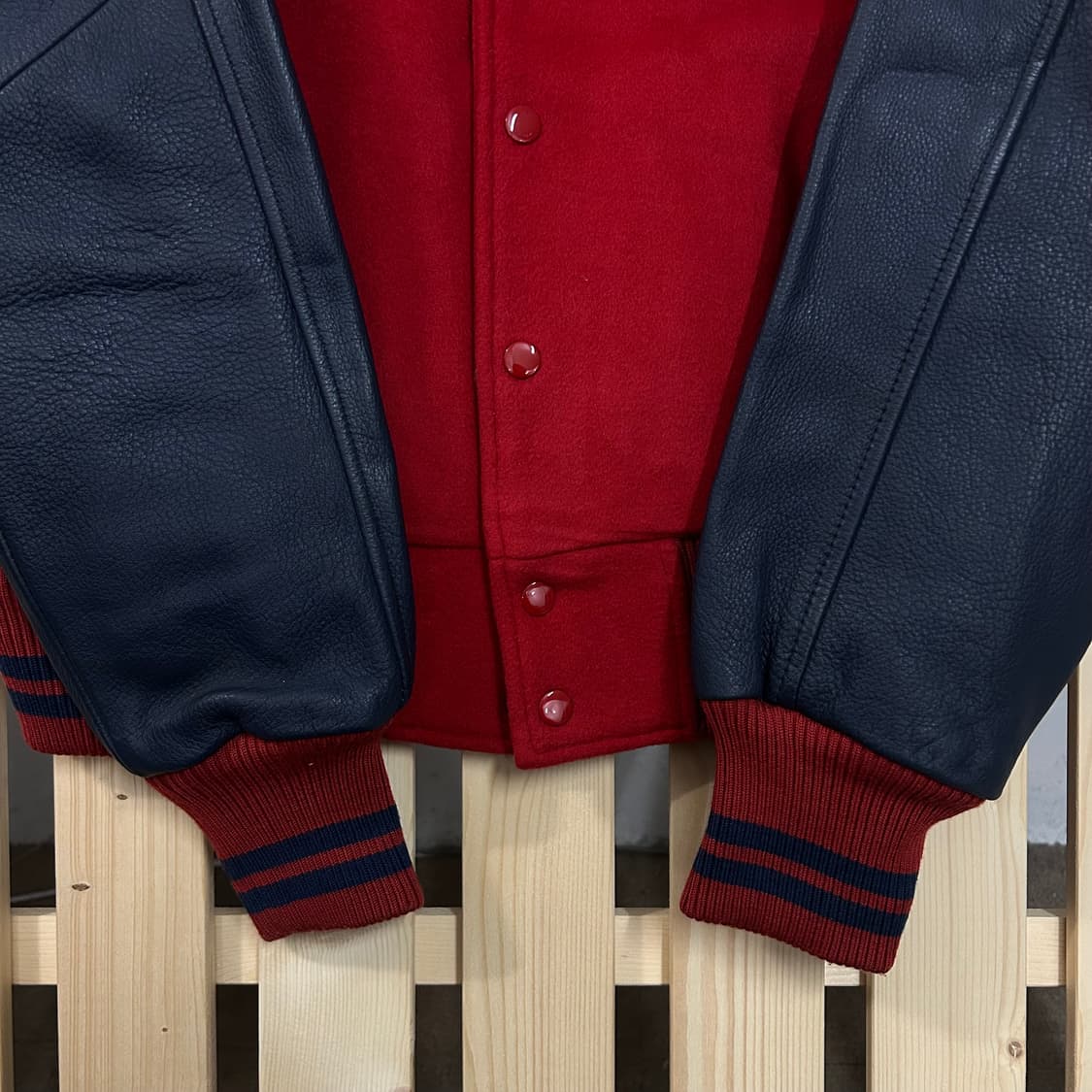 (L) 본더치 레드 블루 바시티 자켓 상품이미지6