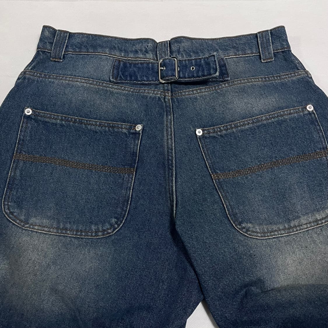 [32,36,38]기마구아스 Back 벨트 데님 팬츠 상품이미지1