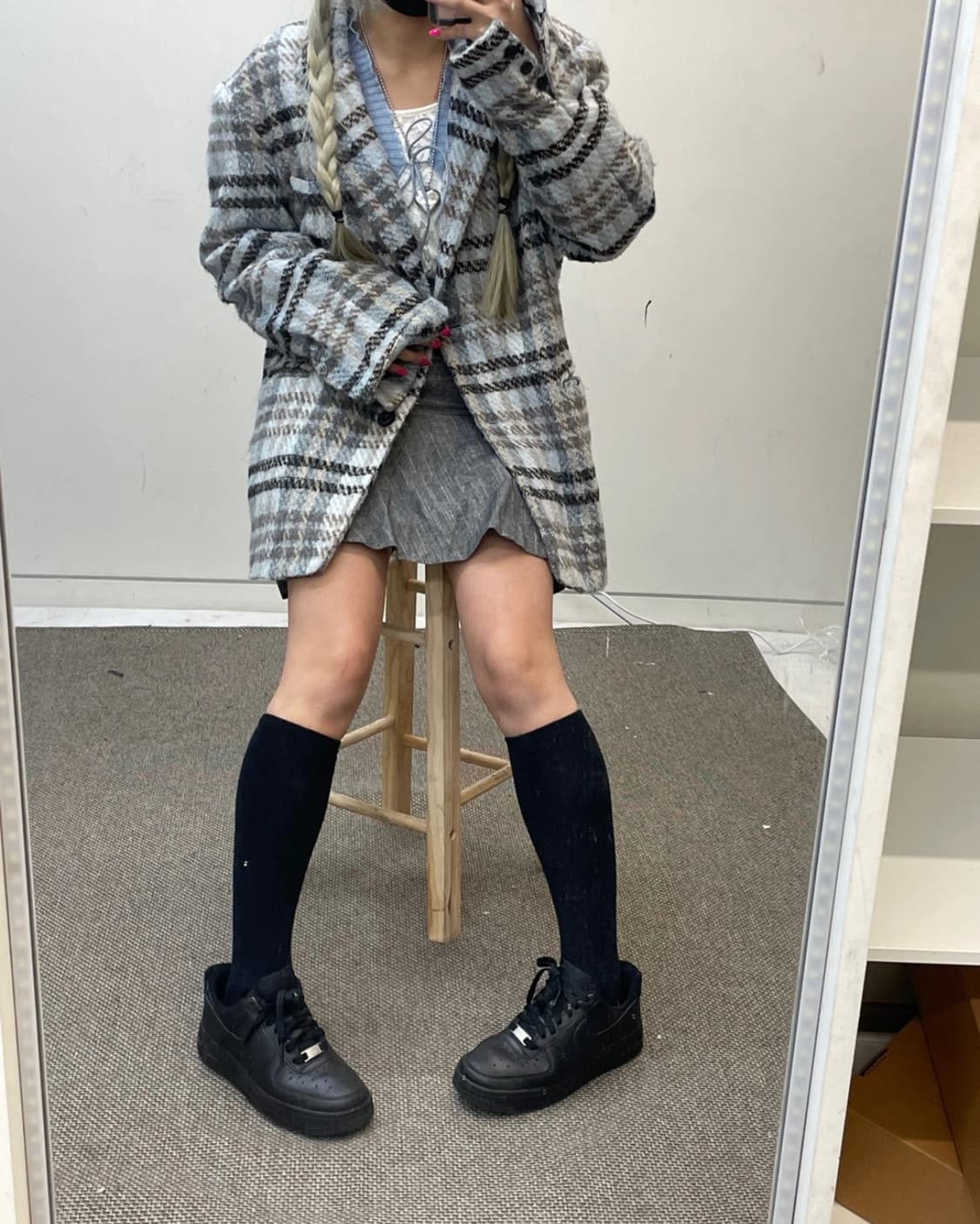 빈티지 체크 코트 상품이미지2