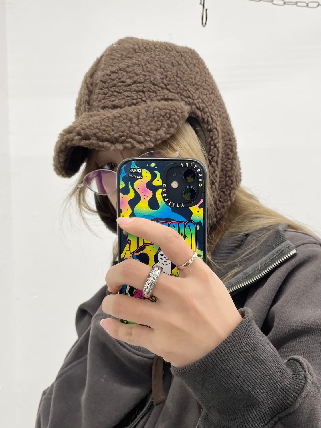 브라운 퍼 이어머프 비니 상품이미지4