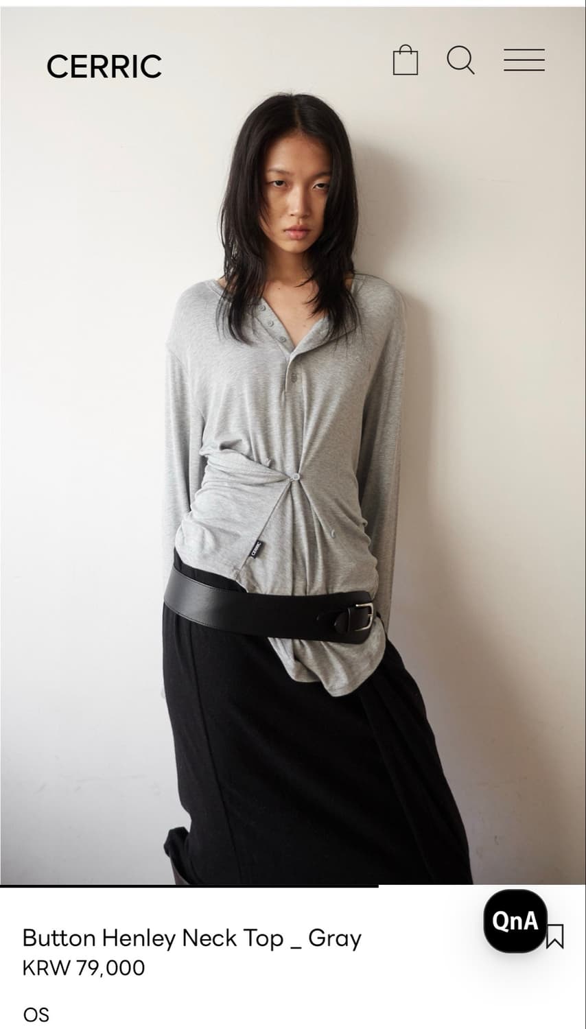Cerric 세릭 Button Henley Neck Top _ Gray 상품이미지1
