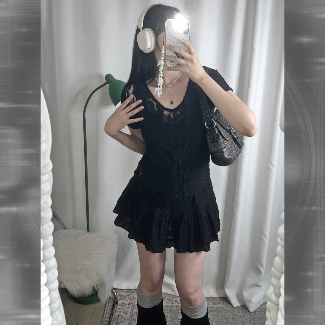 블랙 레이스 반팔 티셔츠 상품이미지4