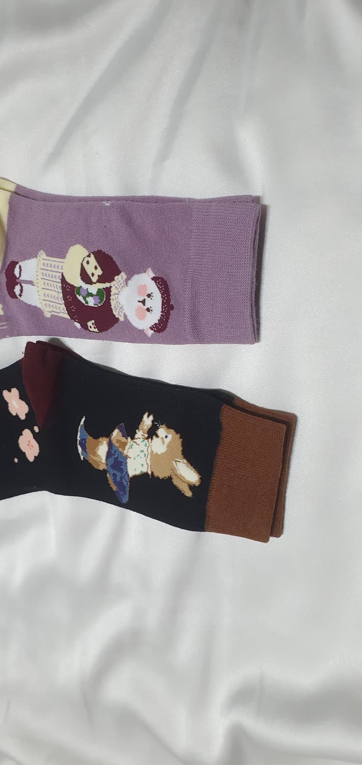 퍼플 레드와인 고양이 토끼 하트 발자국 양말 상품이미지8